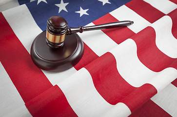 Image showing Gavel Resting on American Flag