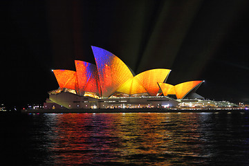 Image showing Vibrant moving colour on Sydney Opera House  during Vivid Sydney