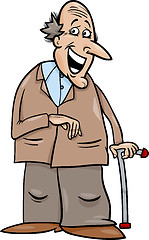 Image showing senior with cane cartoon illustration