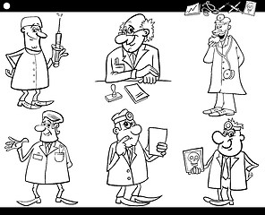 Image showing medical staff set coloring book