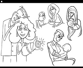 Image showing parents and kids set coloring book