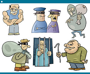 Image showing thieves and thugs cartoon set