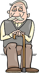 Image showing senior with cane cartoon illustration