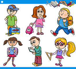 Image showing cute primary school children cartoon set