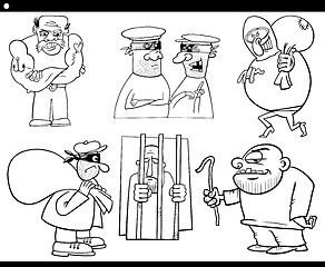 Image showing thieves and thugs cartoon set