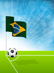 Image showing Soccer ball and Brazil flag