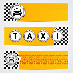 Image showing Cool taxi company banner set with metallic elements