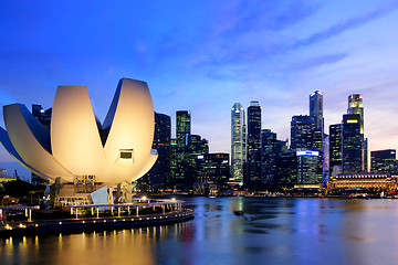 Image showing Singapore Skyline and view of Marina Bay 