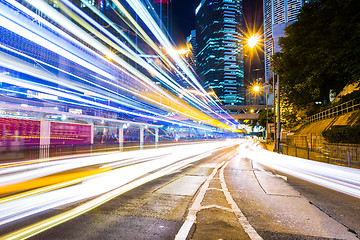 Image showing Traffic in Hong Kong at night