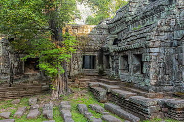 Image showing Sunrise over Ta Phrom