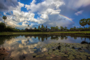 Image showing Sunset over Angkor Wat