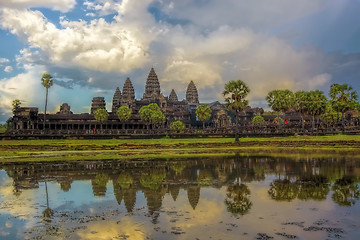 Image showing Sunset over Angkor Wat