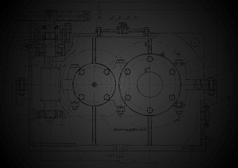 Image showing Dark abstract engineering drawing