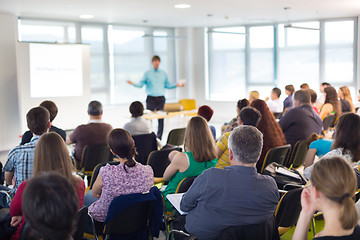 Image showing Speaker at Business convention and Presentation.