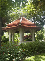 Image showing Pavilion in a tropical garden