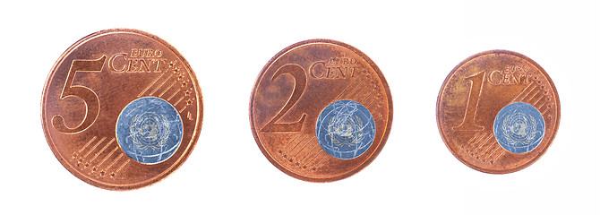 Image showing European union concept - 1, 2 and 5 eurocent