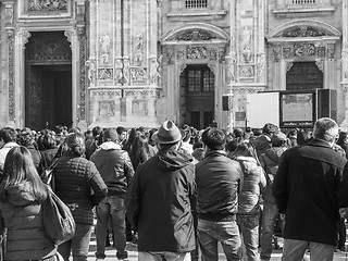 Image showing Black and white Mass at Duomo di Milano