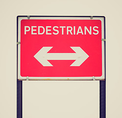 Image showing Retro look Pedestrian sign
