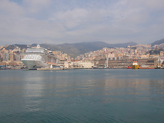 Image showing View of Genoa Italy from the sea