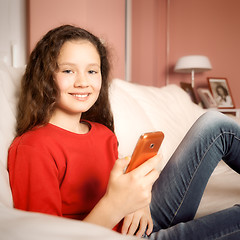 Image showing young girl mobile phone