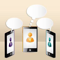 Image showing Smartphone conversation illustrated with speech bubbles