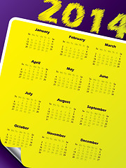 Image showing Simple 2014 calendar design with vivid colors 