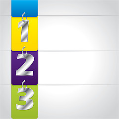 Image showing Infographic design with hanging metallic numbers