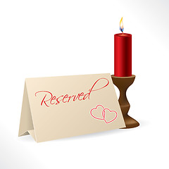 Image showing Reserved note with hearts and candle