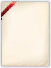 Image showing Striped note with striped red ribbon