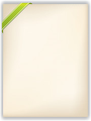 Image showing Hexagon note with green ribbon in corner