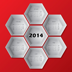 Image showing 2014 red hexagon calendar design