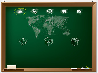 Image showing Website design template drawn on chalkboard 