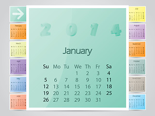 Image showing Simple frame like color 2014 calendar 