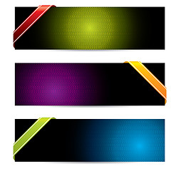 Image showing Hexagon banners with color ribbons