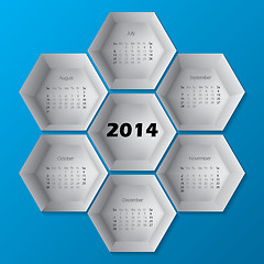 Image showing 2014 blue hexagon calendar design