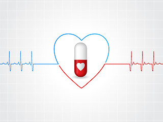 Image showing Medical background design with heart pill 