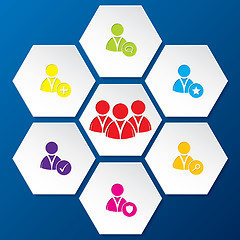 Image showing Social network icon set in hexagon shapes