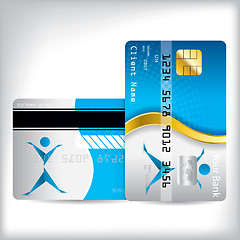 Image showing Credit card with gold wave and origami person