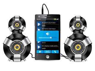 Image showing Stereo speaker set with phone