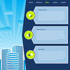 Image showing Website template design with cityscape and buying options