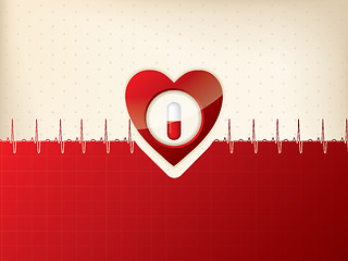 Image showing Medical background design with heart and ekg symbol