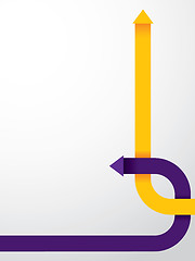 Image showing Curving orange and purple arrow