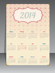 Image showing Old 2014 calendar with textured background