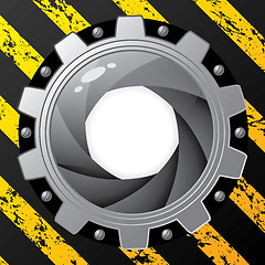 Image showing Industrial background with cog and shutter 