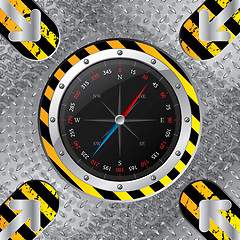 Image showing Industrial compass design with grunge stripes