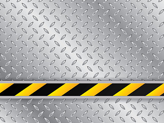 Image showing Metallic plate background with striped industrial line