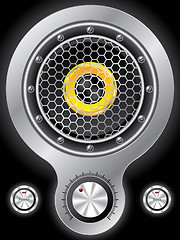 Image showing Metallic speaker design with hexagon mesh