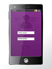 Image showing Touch screen cellphone with login screen