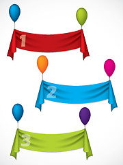 Image showing Ribbon infographic design hanging on ballons