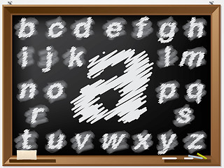 Image showing Lower case scribbled abc on blackboard